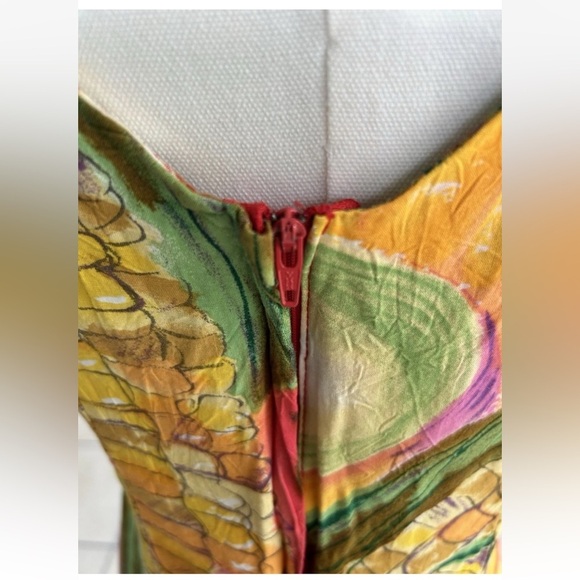 VTG 90s Jams World Hawaiian Watercolor Tropical Fruit Print Sheath Dress Small - Picture 5 of 8